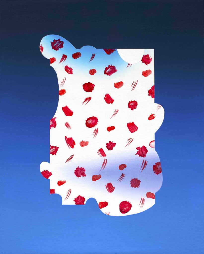 Axel Winter, Blümchen haben Durst, 2024, Acryl und Lack auf Leinwand, 75 × 60cm