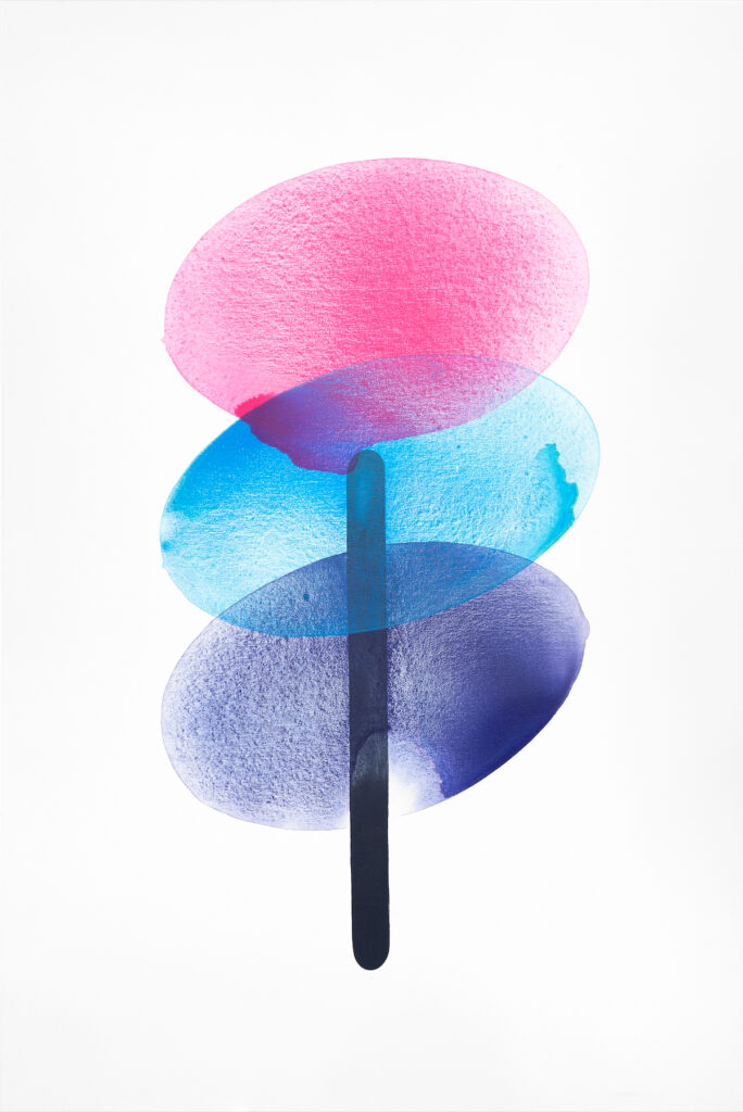 Axel Winter, Shapes on a stick, 2022, Acryl auf Leinwand, 150 x 100 cm